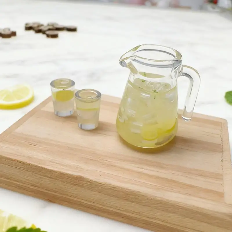 3/4Pcs Dollhouse Miniature Food Simulation Summer Iced Lemon Tea Drink For Doll House Furniture Living Room Scene Model Ornament