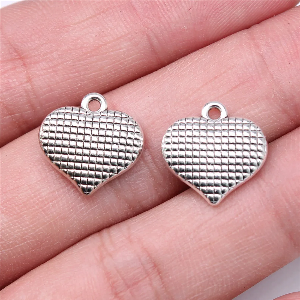 10pcs Heart Charms For Jewelry Making Antique Bronze Silver Color Pendants DIY Crafts Making Findings Handmade Tibetan Jewelry