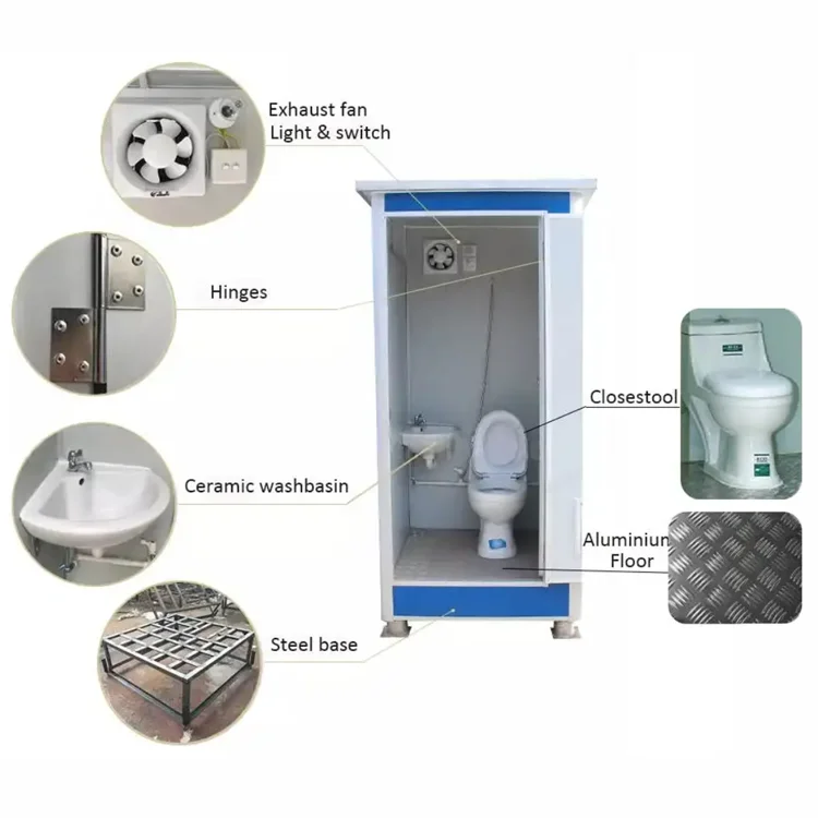 Portable Luxury Container House Shower and WC Toilet Trailer Camping Mobile Toilet Modern Design Waterproof Durable