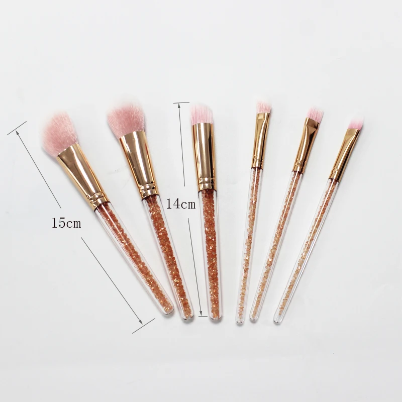 6 in 1 manico in cristallo economici capelli morbidi trucco viso fard pennello in polvere pennelli cosmetici di bellezza set kit di strumenti per donne ragazze