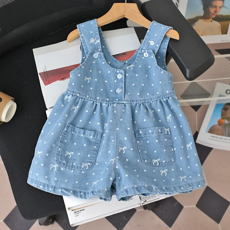 

Baby Jumpsuit Summer 2025 New Girls' Overalls Shorts Loose Pants Baby Jeans