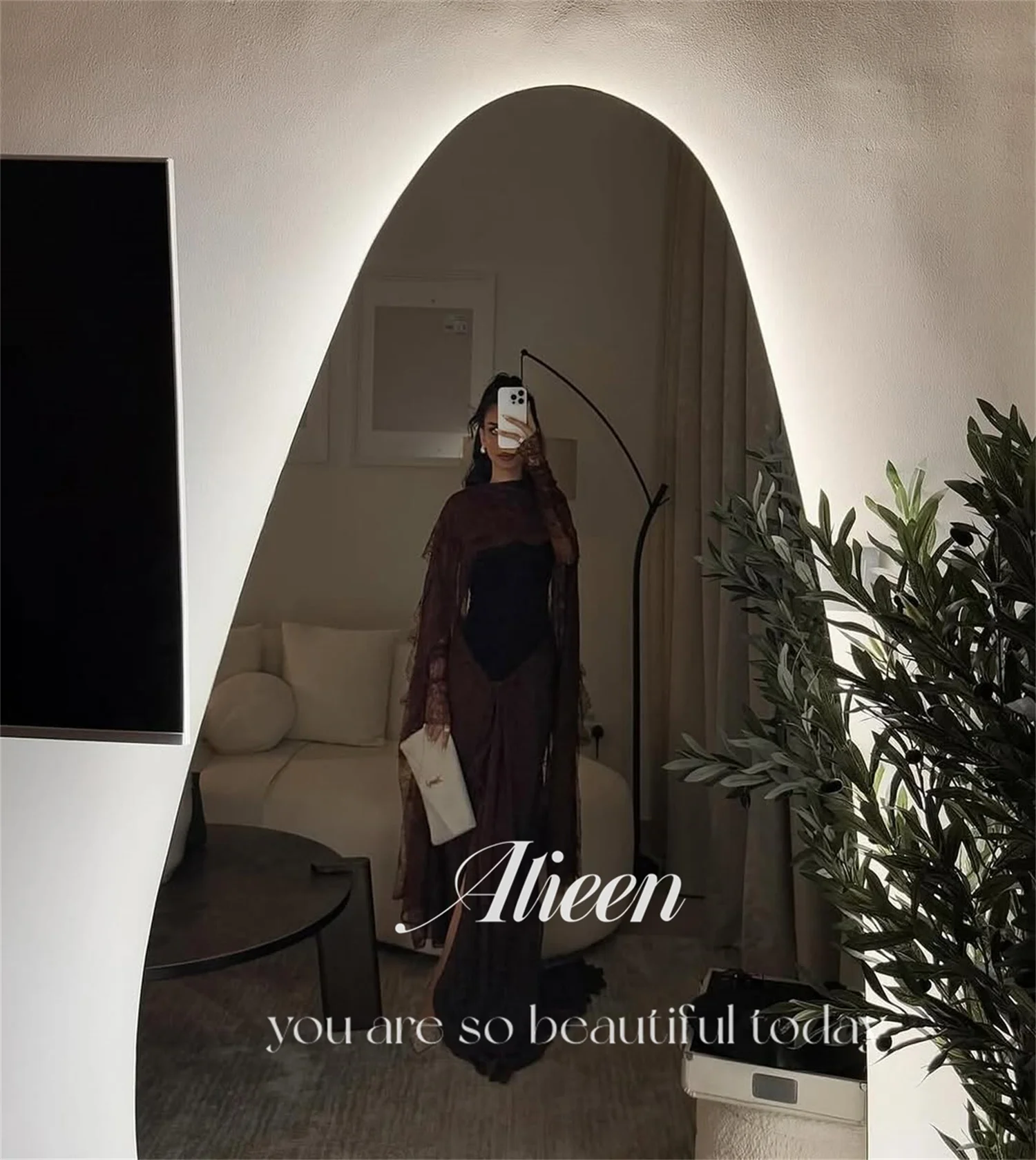 Aileen Vestidos De Noche Luxury Prom Dresses 2025 Brown Shawl Women's Evening Party Dresses for Special Occasions Lace Grace image 4