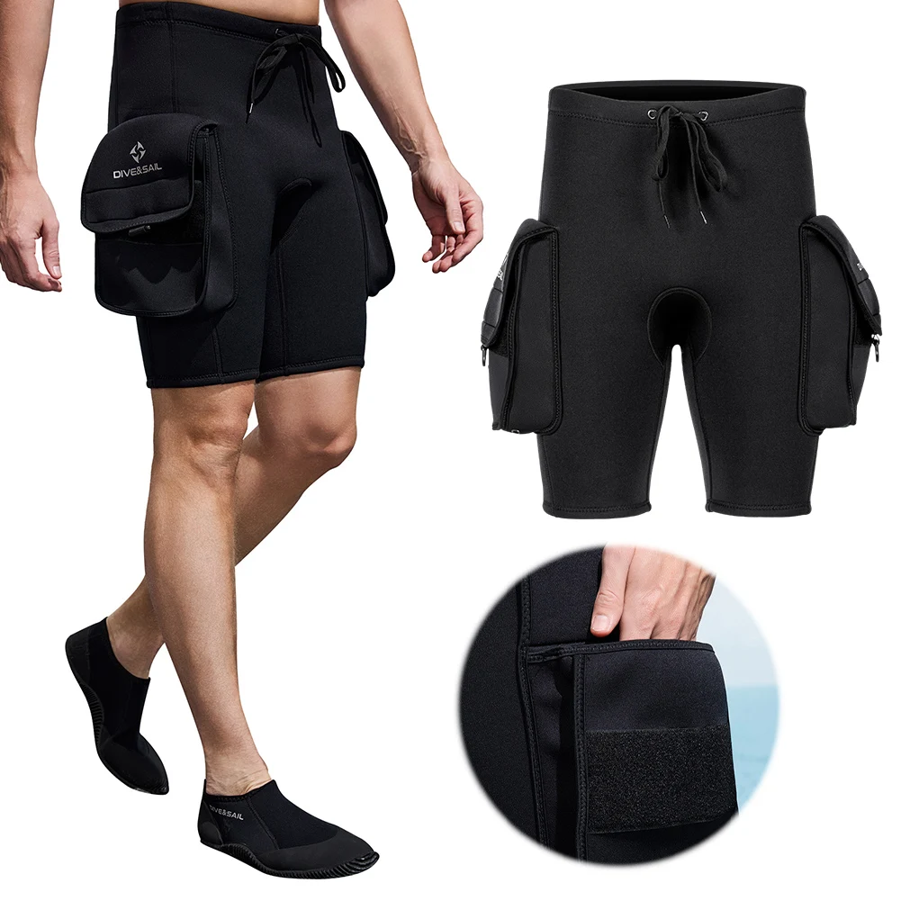 

Scuba Diving Tech Pants 3mm with 2 Large Capacity Pocket Neoprene Wetsuit Short for Swimming Surfing Snorkeling Diving Keep Warm