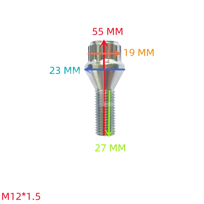 1 SET M12*1.5 Lock Wheel Bolts Tip Anti-theft Screws + Wrench For DACIA DUSTER LOGAN EXPRESS SANDERO