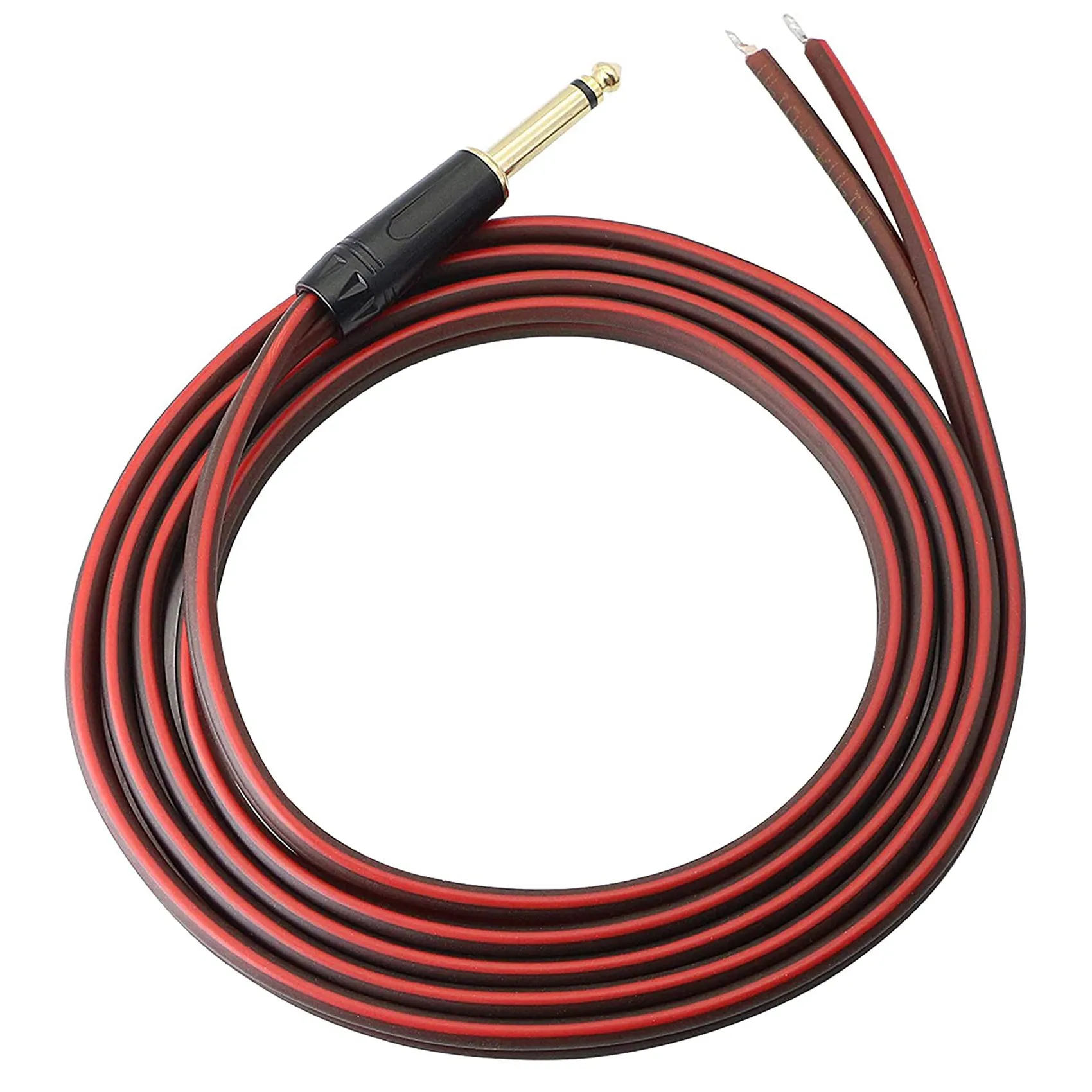 Cable desnudo de 1/4 a altavoz, Cable de Audio a adaptador Mono macho de 6,35mm, altavoz HiFi OFC chapado en oro de extremo abierto de repuesto