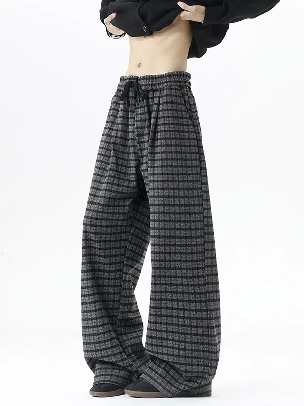 

Мужские повседневные брюки TANGZ STUDIO в американском стиле, свободные, прямые, в клетку, широкие штанины, в стиле High Street, осенняя коллекция