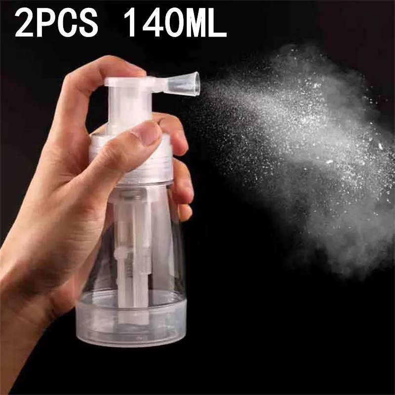 1/2 Unidades de Botella Atomizadora de Polvo de 140ml, Pulverizador de Talco para Barbería, Envase de Viaje para Emulsión, Dispensador de Loción, Botella Giratoria, Accesorio para Salón