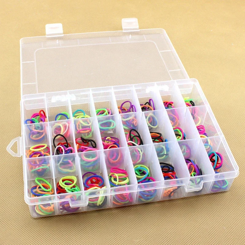 Plastic Jewelry Organizer Box 24 Grids Clear Storage Container Compartment Box with Adjustable Dividers Organizer Holder