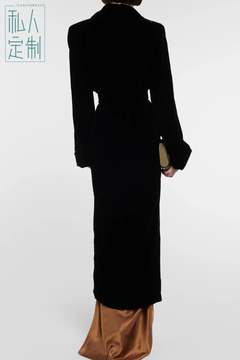 Allingentle Womens Premium Flannel Long Blazer Business Suit Jacket Elegant Work Office Suit Blazer for Daily Casual Customized