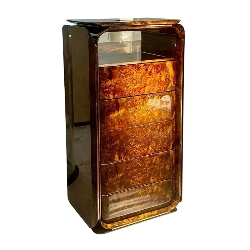 A  light luxury solid wood chest of drawers high-end luxury large flat piano lacquer tree tumor veneer