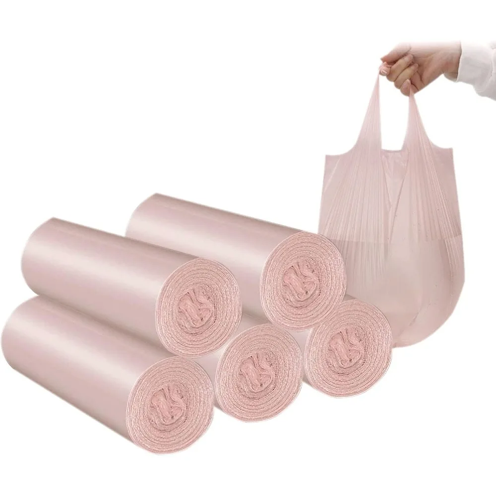 Drawstring Garbage Bags, Double-Sided Extra Thick Heavy Duty Kitchen Trash Bags with Break-Point Design, Convenient Pull-Type Storage Bags (Random Color)