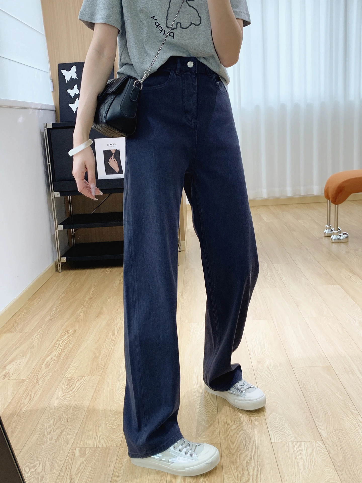 

High Waist Knife Jeans Women's Spring Summer Slim Fit Cotton Stretchy Soft Fabric Pear Shaped Body Pants