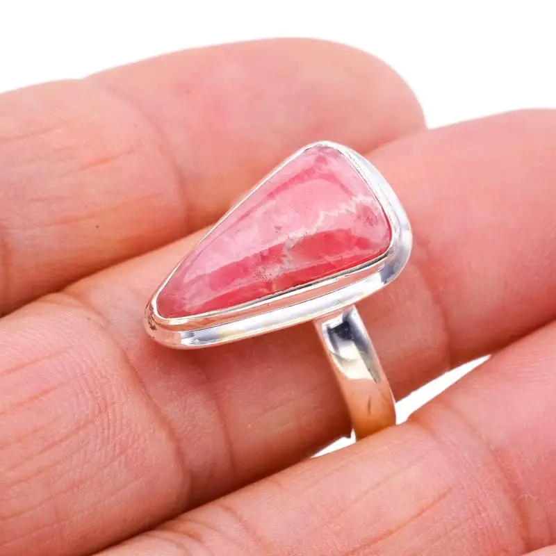 

StarGems® Natural Rhodonite Handmade 925 Sterling Silver Ring 8.25 F0399