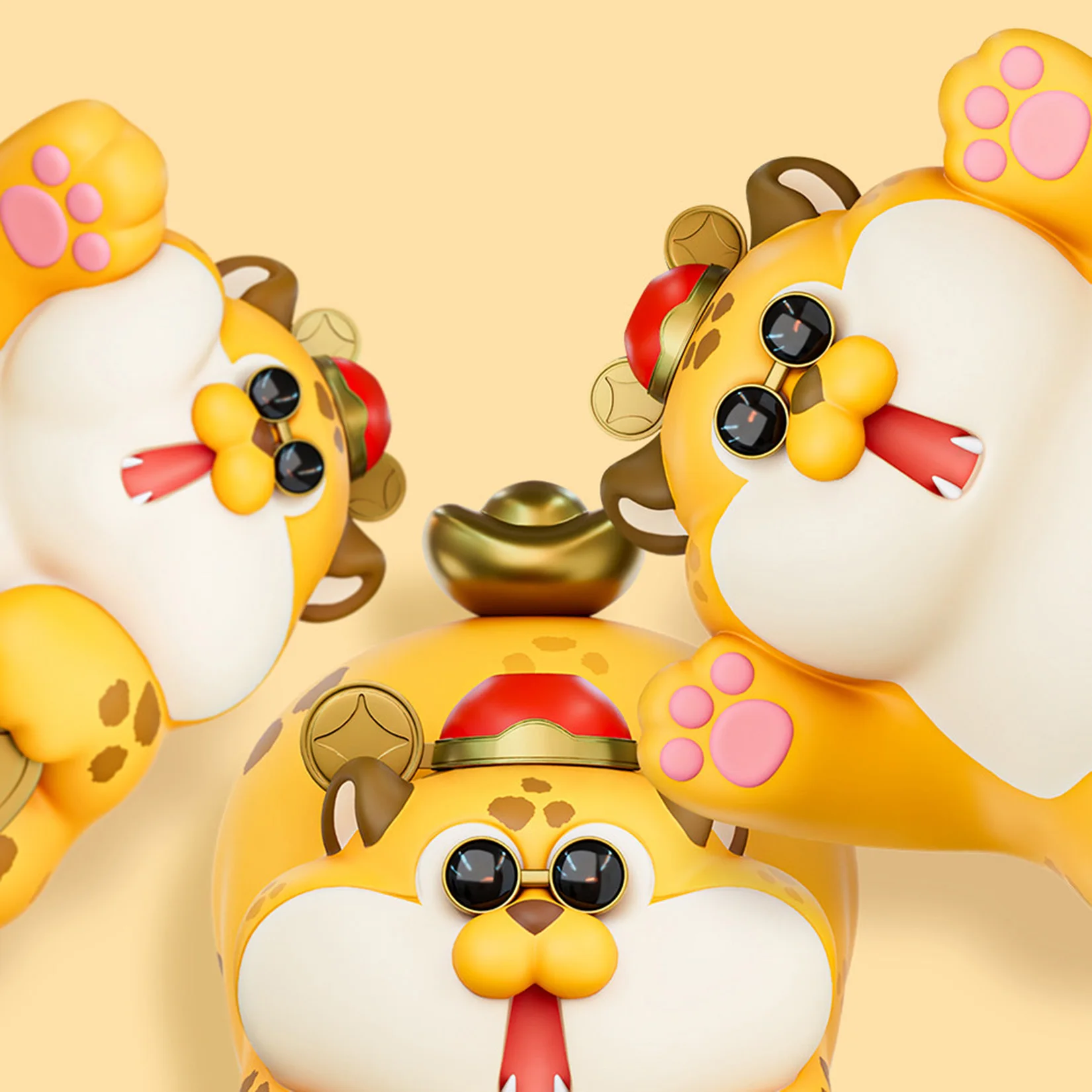 Lucky Fortune Cute Leopard Figurine Creative Auspicious Animal Model Desktop Collectible Statue Craft Tabletop Display Ornament