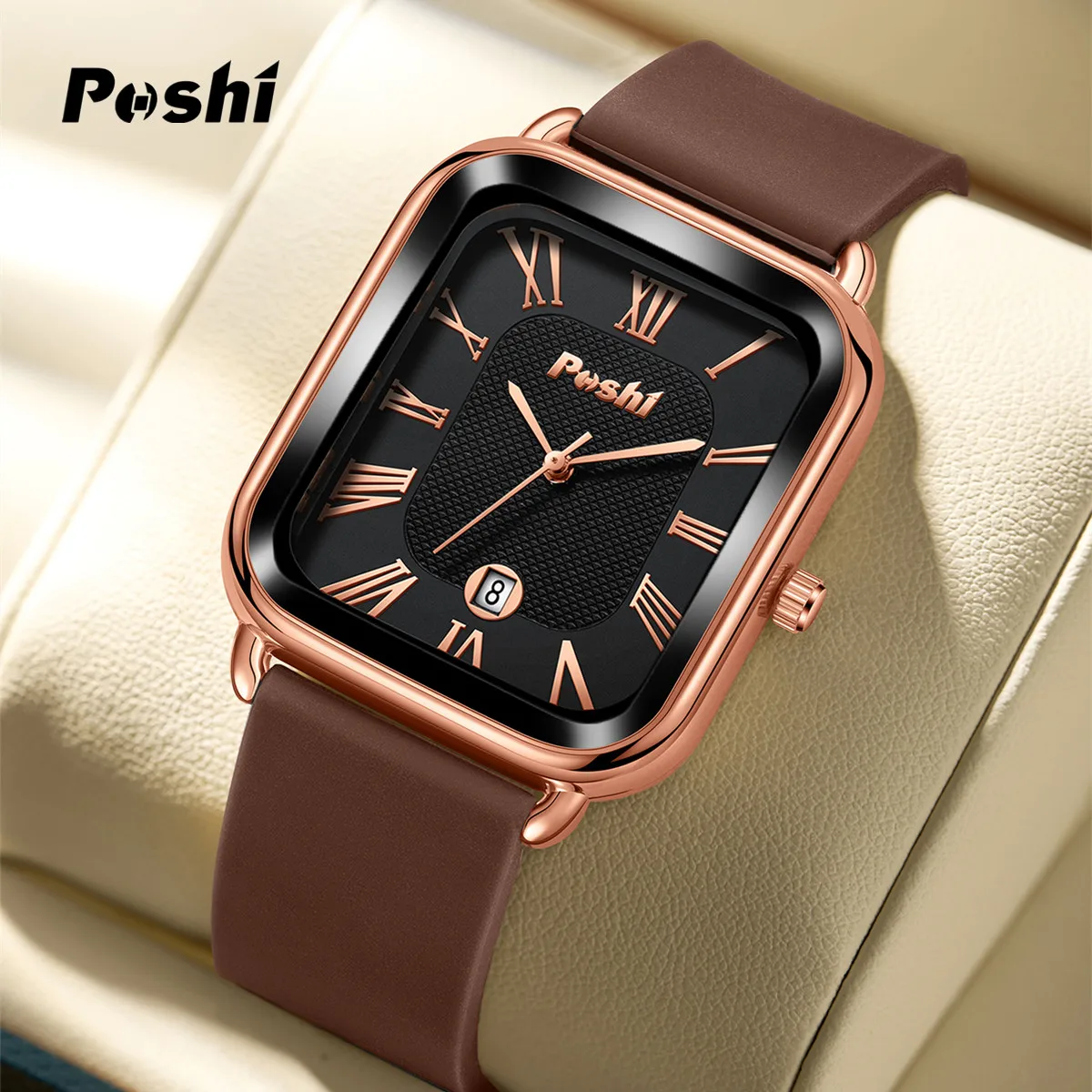 POSHI Fashion Quartz Watch Casual Luxury Women\'s Wristwatch Silicone Strap with Date Beautiful Clock