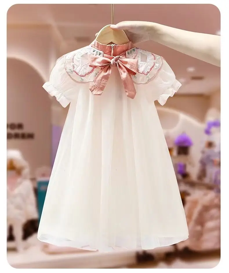 Hanfu Children\'s Summer Princess Dress New Tang Style Chinese Style Dress Girl Baby Short Sleeve Dress