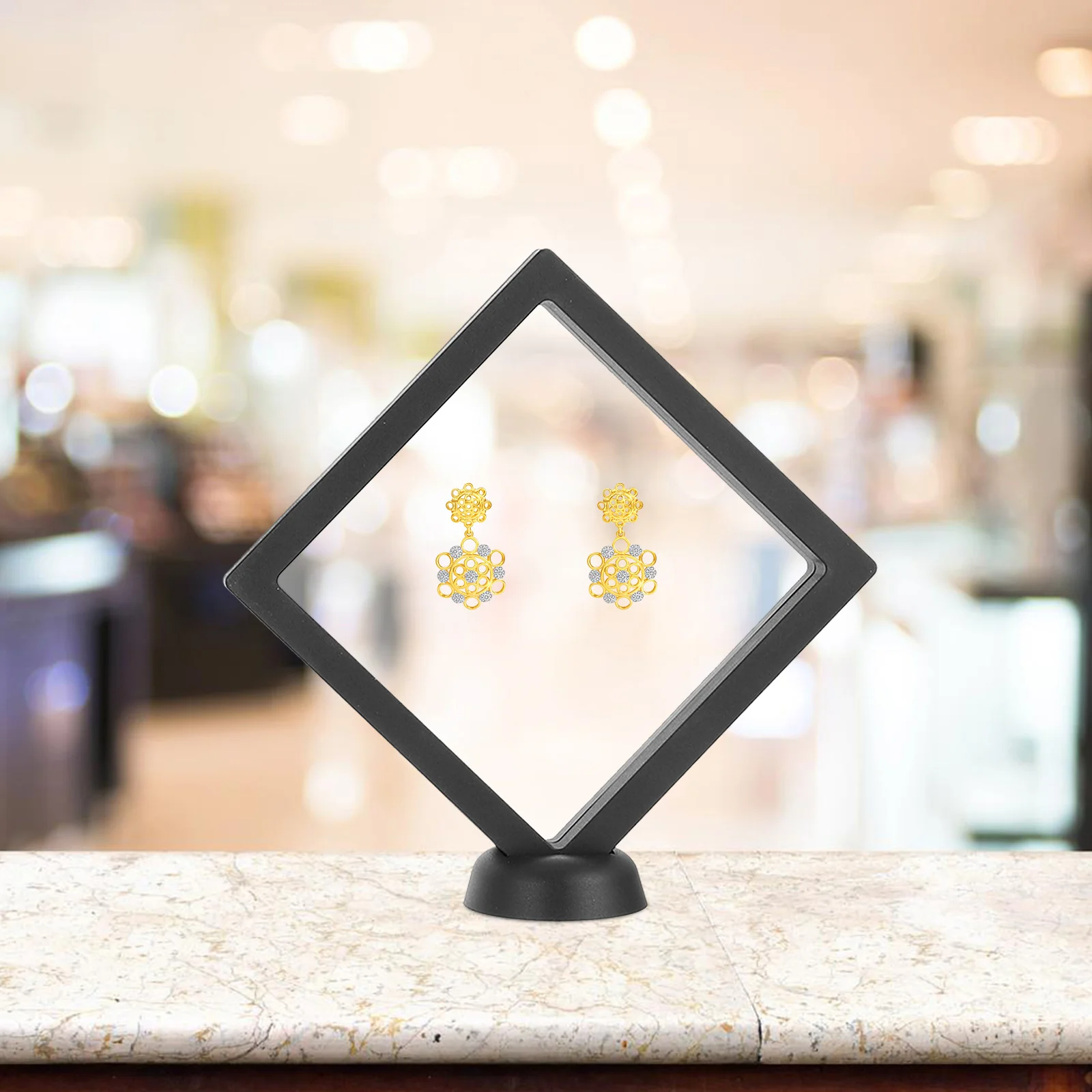 

2Pcs Jewelry Floating Frame Display Box Unique Suspension Design Safe Reliable Jewelry Display Holder for Earrings Rings