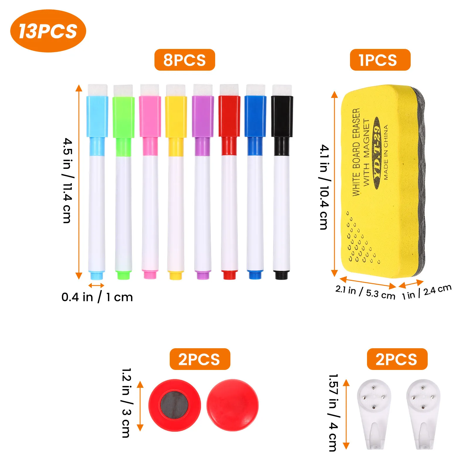 1Set Magnetic Bulletin Board Accessory Kit Ample Quantity Includes Pens Erasers Pins Hooks Easy to Share Great for Teachers