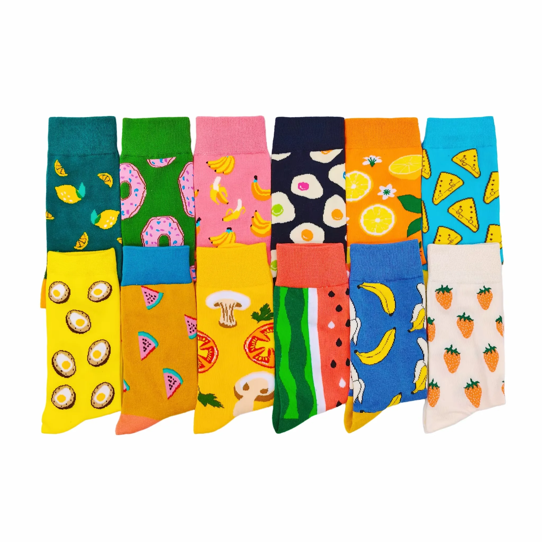 12 Pairs of Plant, Fruit, Flowers and Plants Pattern Tube Socks