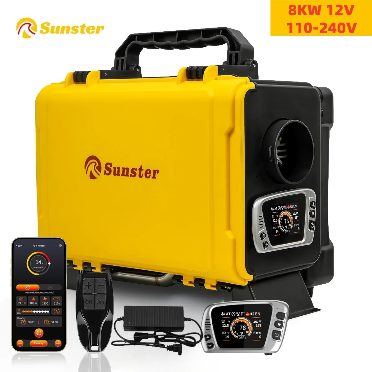 

8KW 12V 220V Portable Diesel Air Heater w/ internal circulation system Heating&Ventilation Parking Heater for Car RV Camper Tent