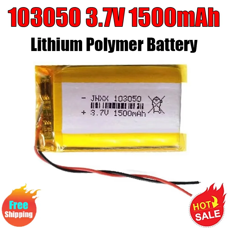 بطارية ليبو قابلة للشحن 3.7 فولت 1600 مللي أمبير في الساعة 103050   خلايا ليثيوم بوليمر لمكبر الصوت PAD GPS DVD ومسجل كاميرا الهاتف المحمول