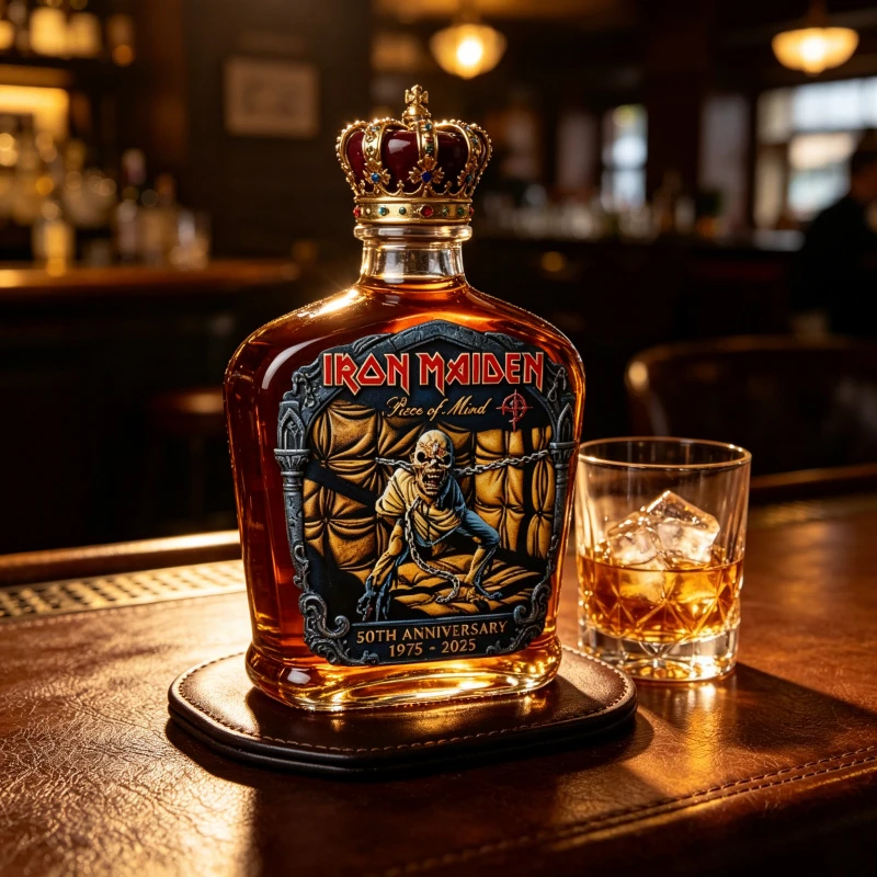 Ornate Crown Skull Glass Spirit Decanter High Borosilicate Glass Sticker Printing Empty Whiskey Bottle Gift For Home Bar Pub