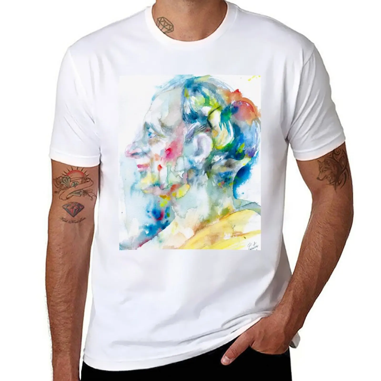 

New MONTESQUIEU watercolor portrait T-Shirt man clothes T-shirt for a boy anime men t shirts