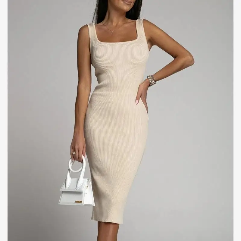 Estate 2023 Gonna casual da donna Dres Gonne lunghe a vita media lavorate a maglia rotonde Ne H-ape Colore puro No-Sve Dres