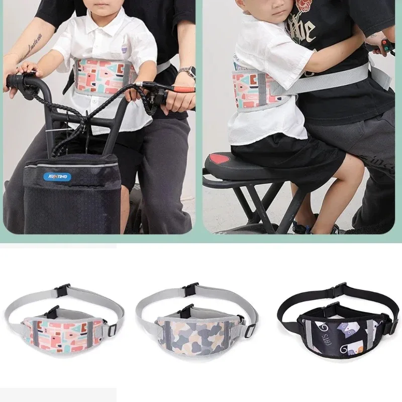 Kids Motorcycle Harness Non-Slip Scooter Safety Belt with Reflective Design Adjustable Driver Belly Strap for Riding Motobike