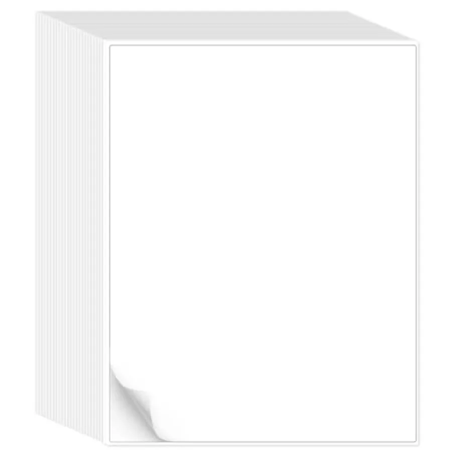 

500 Sheet 8.5 x 11 Full Sheet Label, Matte, White Sticker Paper for Laser and Inkjet, Strong Adhesive 500 PCS
