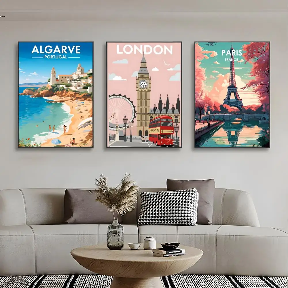 Fashion Dynamic Adventurous Modern Travel City Poster High-definition stickers ideal gifts for living rooms hallways