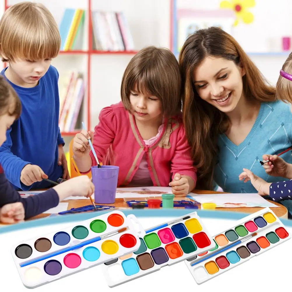 1Set Watercolor Paint Set for Kids Water-soluble Paints for Beginners Portable Watercolor Paint Set with Brush for Kids Adults