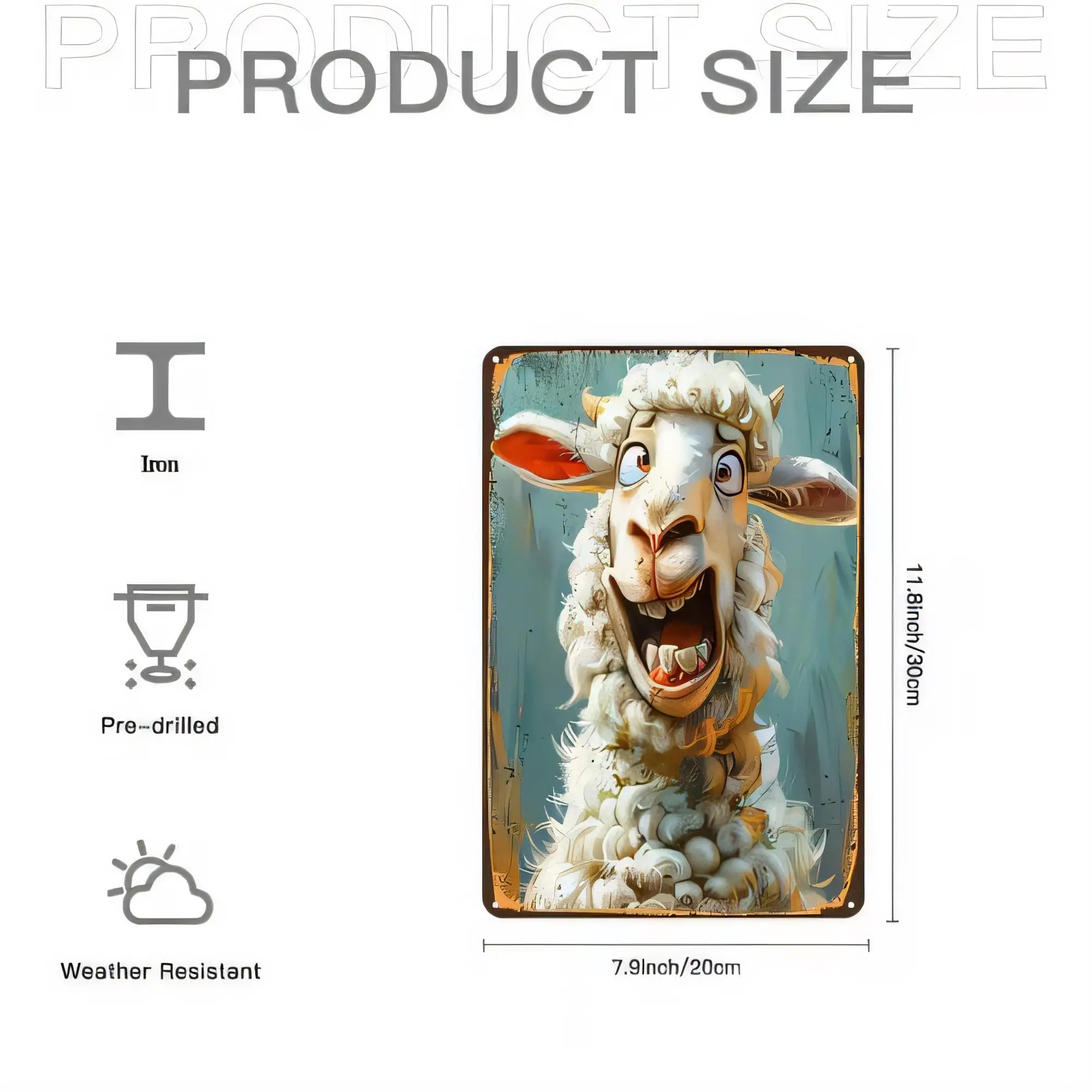 Tin Sign Cow Face Retro Farm Animal Metal Wall Art 11x7.9 Weather Resistant Pre-Drilled Vintage Poster for Kitchen Bar Garage Sh
