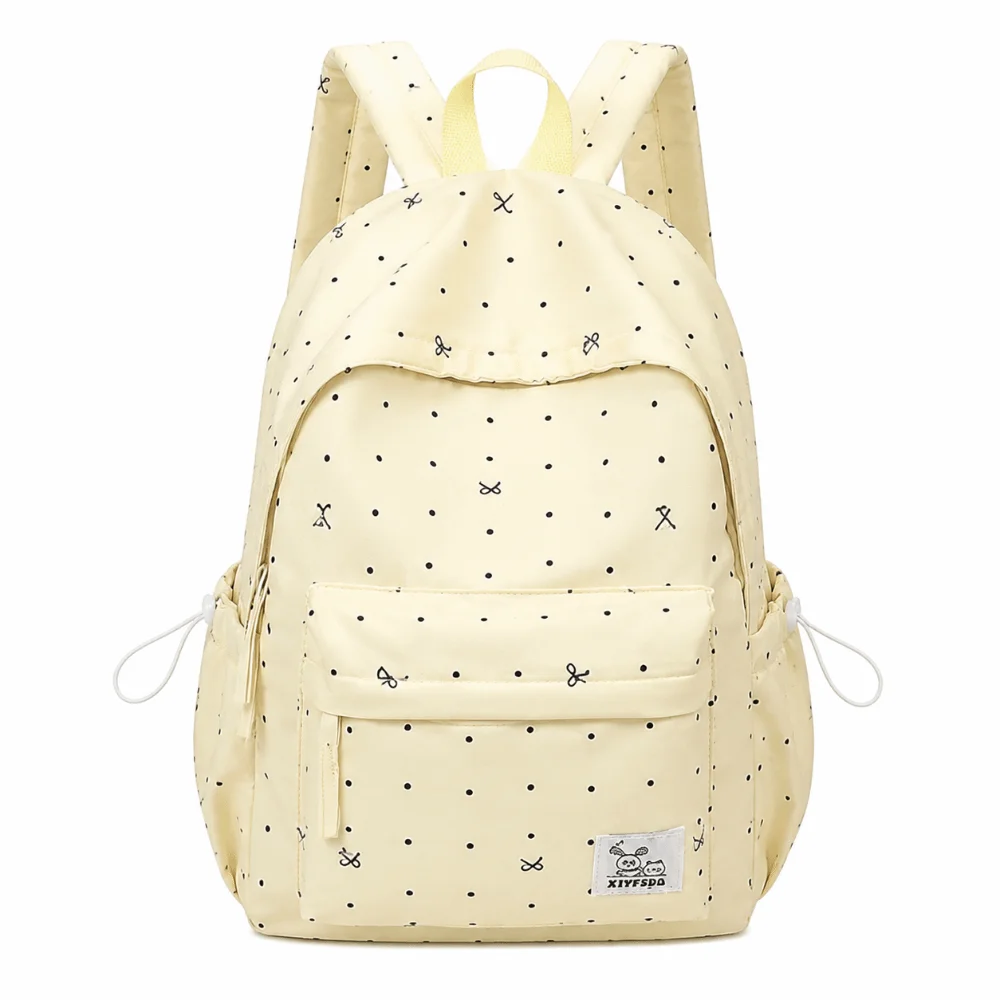 Trendy Lightweight Polka Dot Backpack Bowknot Casual Students Daypack Durable Versatile Large Capacity School Bag Travel