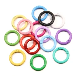 10Pcs 15 Colors Metal O Ring Spring Clasp Openable Round Carabiner Keychain Clips Hook Dog Chain DIY Jewelry Buckle Connector