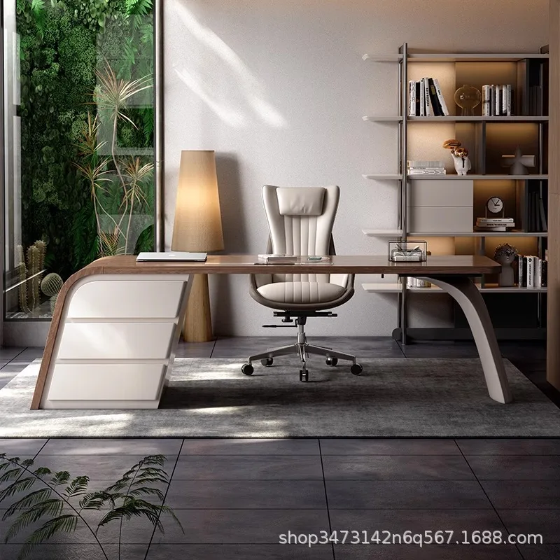

HYS light luxury modern large board desk living room Chinese desk high-end simple study workbench