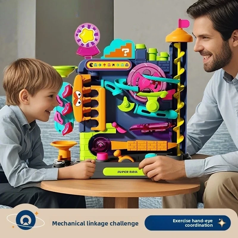 

Children Educational Montessori Toys Multilayer Track Adventure Game Rail Rolling Ball Model Interactive Brain Christmas Gift