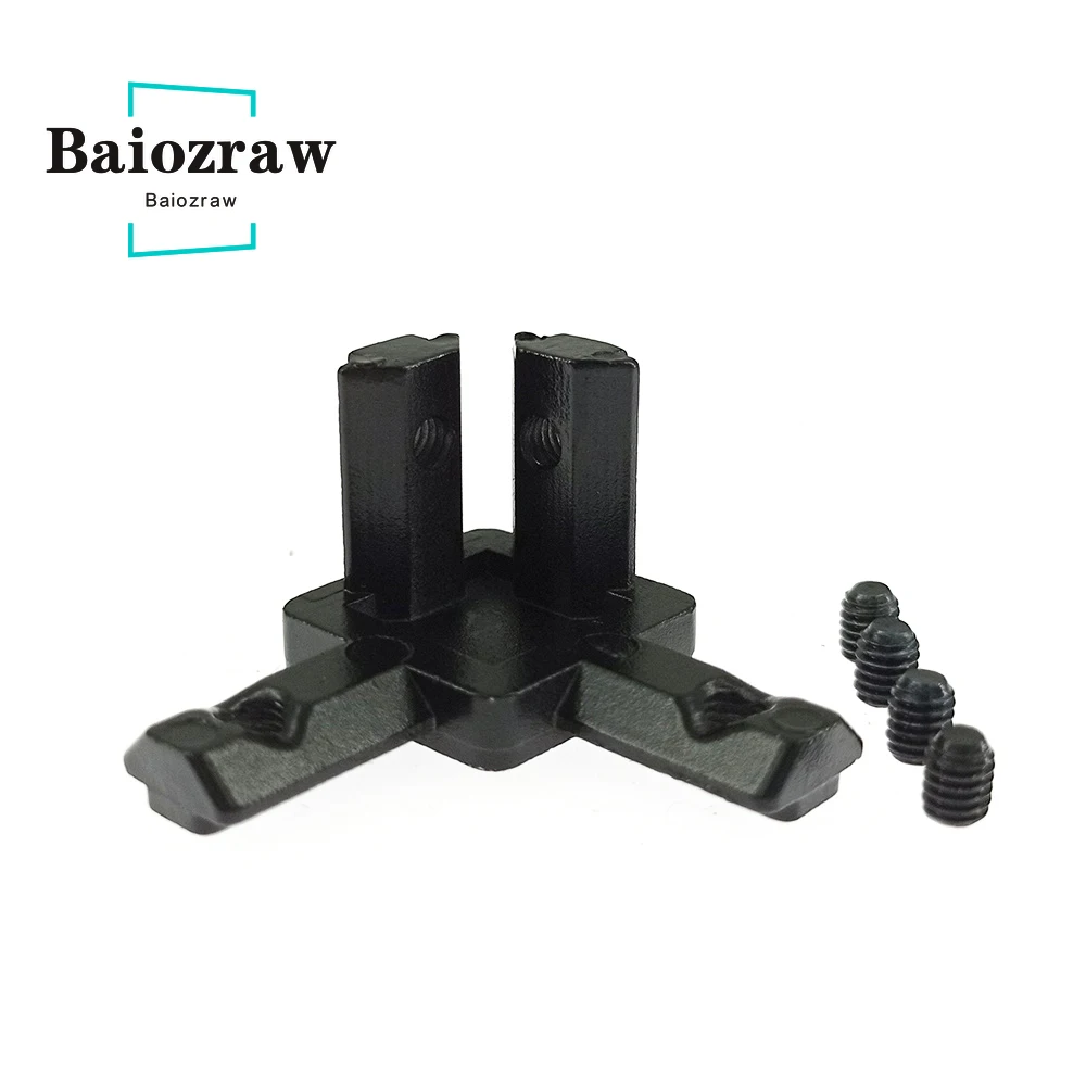 2020 Black Silver L Type 3-dimensional Bracket Concealed 3-way Corner Connector Eu Standard 20/30/40 Aluminum Profile Corner