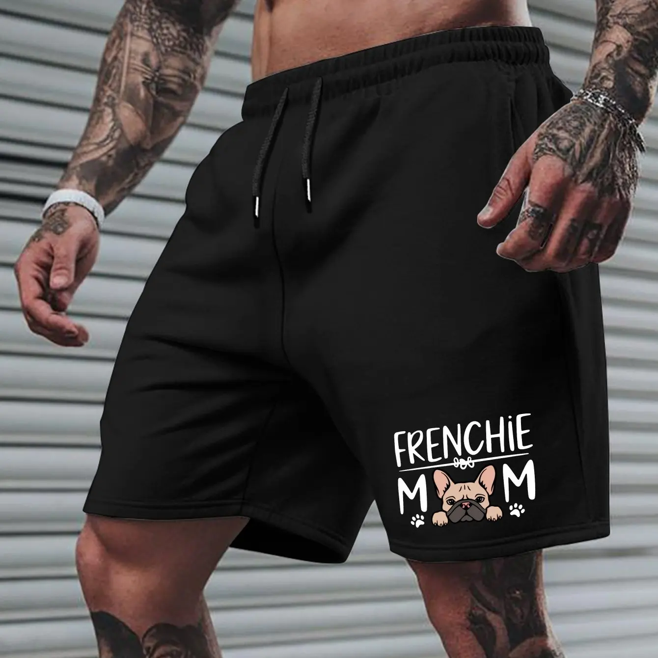 

French Letter Printed Men's Shorts - Casual Fitness Shorts, Summer Shorts, Essential for Street Wear