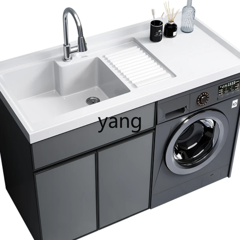 

CX Balcony Alumimum Wash Wardrobe Laundry Tub Inter-Platform Basin Drum Washing Machine Cabinet Quartz Stone Belt Washboard