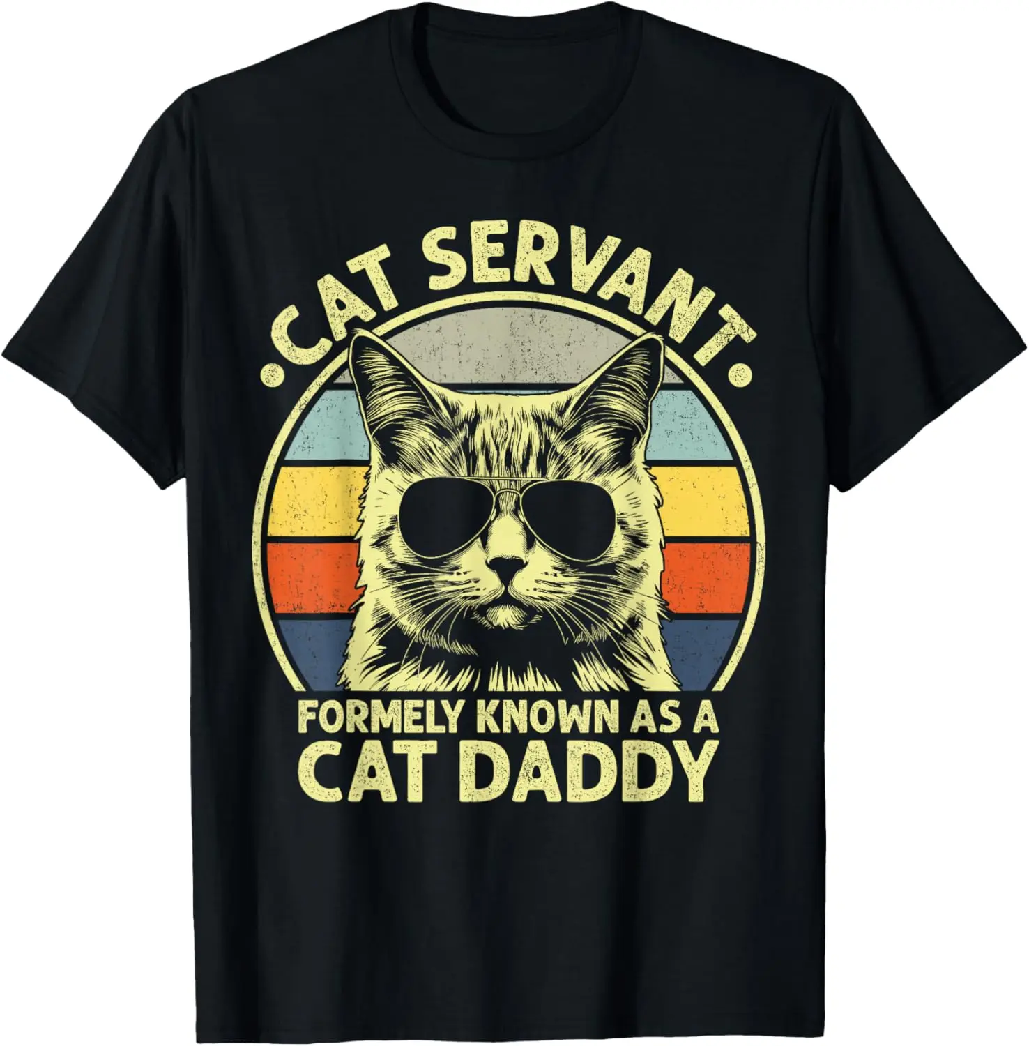 Cat Servant Formally Known As Cat Daddy Graphic Tee Retro Vintage Style T-Shirt For Men