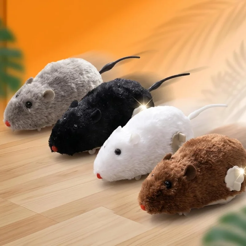 Wind Up Cat Toy Mouse 5/10/20PCS Self Moving Furry Mice with Realistic Tails Interactive Chase Toy for Indoor Cats Kittens