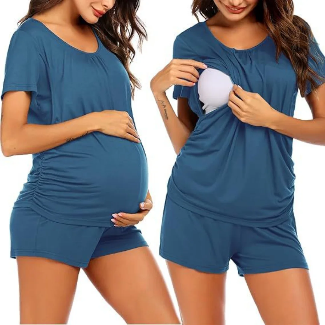 2026 New Modal Fabric Maternity Pajama Set Soft Layered Breastfeeding Outfit Casual Loose Home Sleepwear Comfort Loungewear