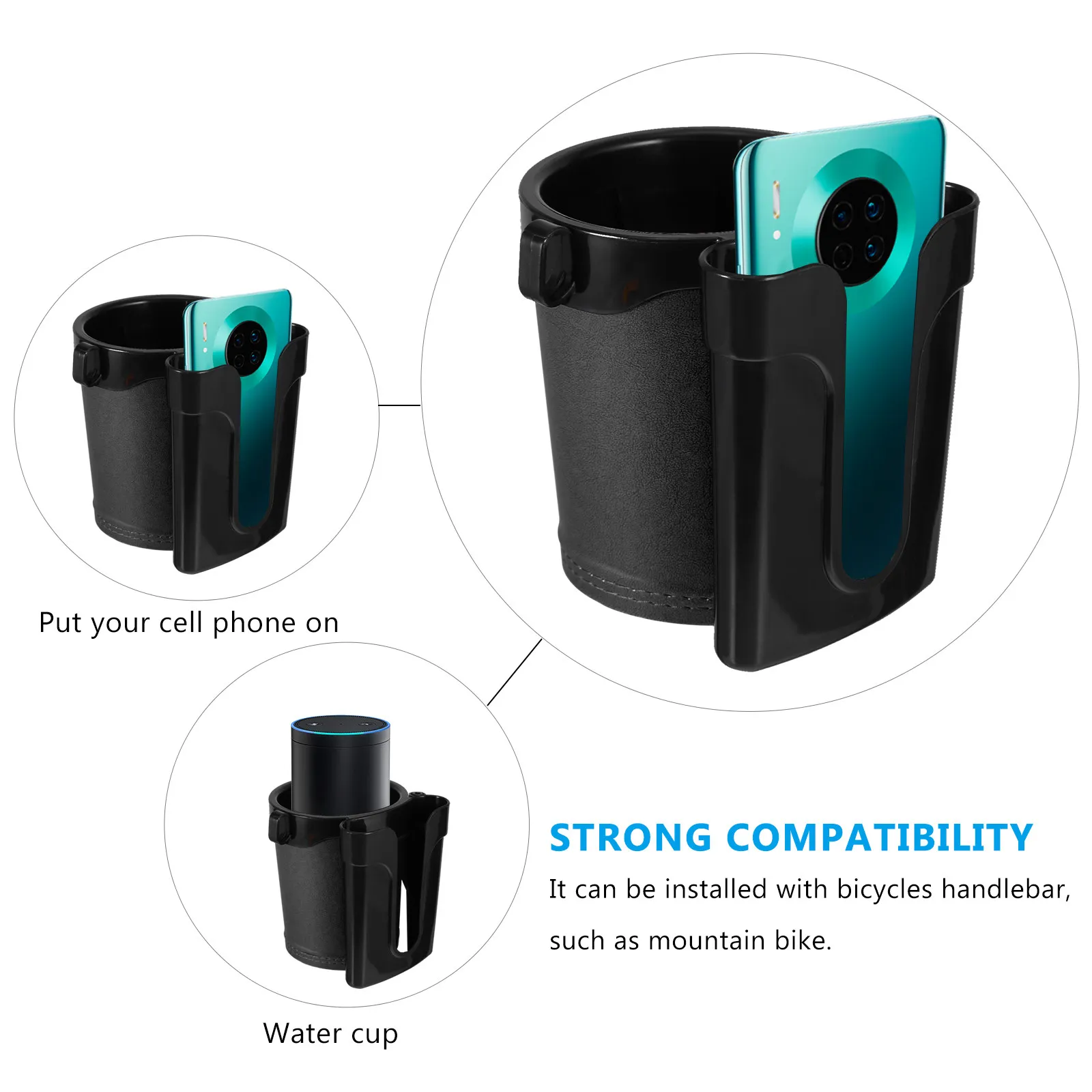 

3-in-1 Bike Phone Holder Cup Holder for Water Bottle Coffee Cup Baby Bottle Mount Compatible with Mountain Bike Handlebar