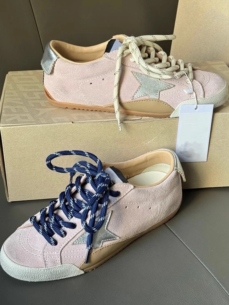 Vintage Leder Low-Top Laced Board oes Damen Faion Einfache lässige bequeme Worn-In Dir oes Slip-On Sneakers