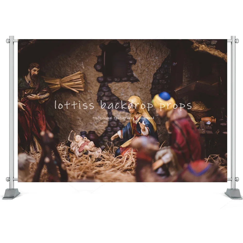 Nativity Backdrop Christian Birth of Jesus Scene Kids Photography Background Holy Cross Bible Photo Studio Photocall Props