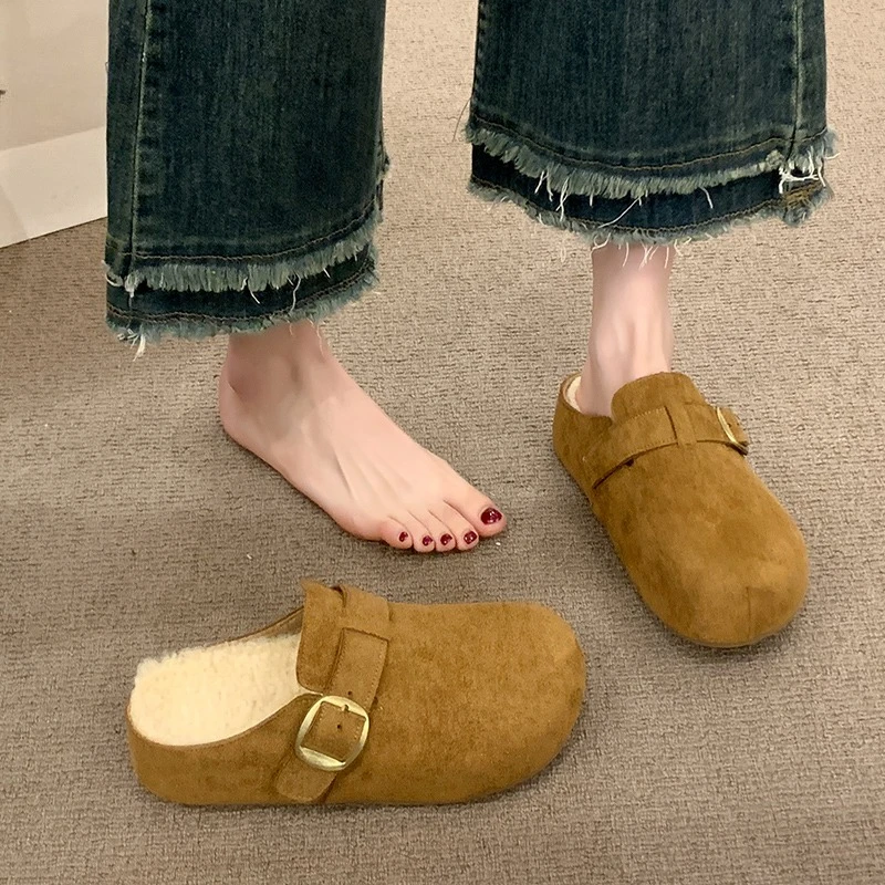 الخريف والشتاء منصة جديدة الشتاء المخملية باوتو المرأة نِعال من الفراء 2025 أحذية قطنية الرجعية #6