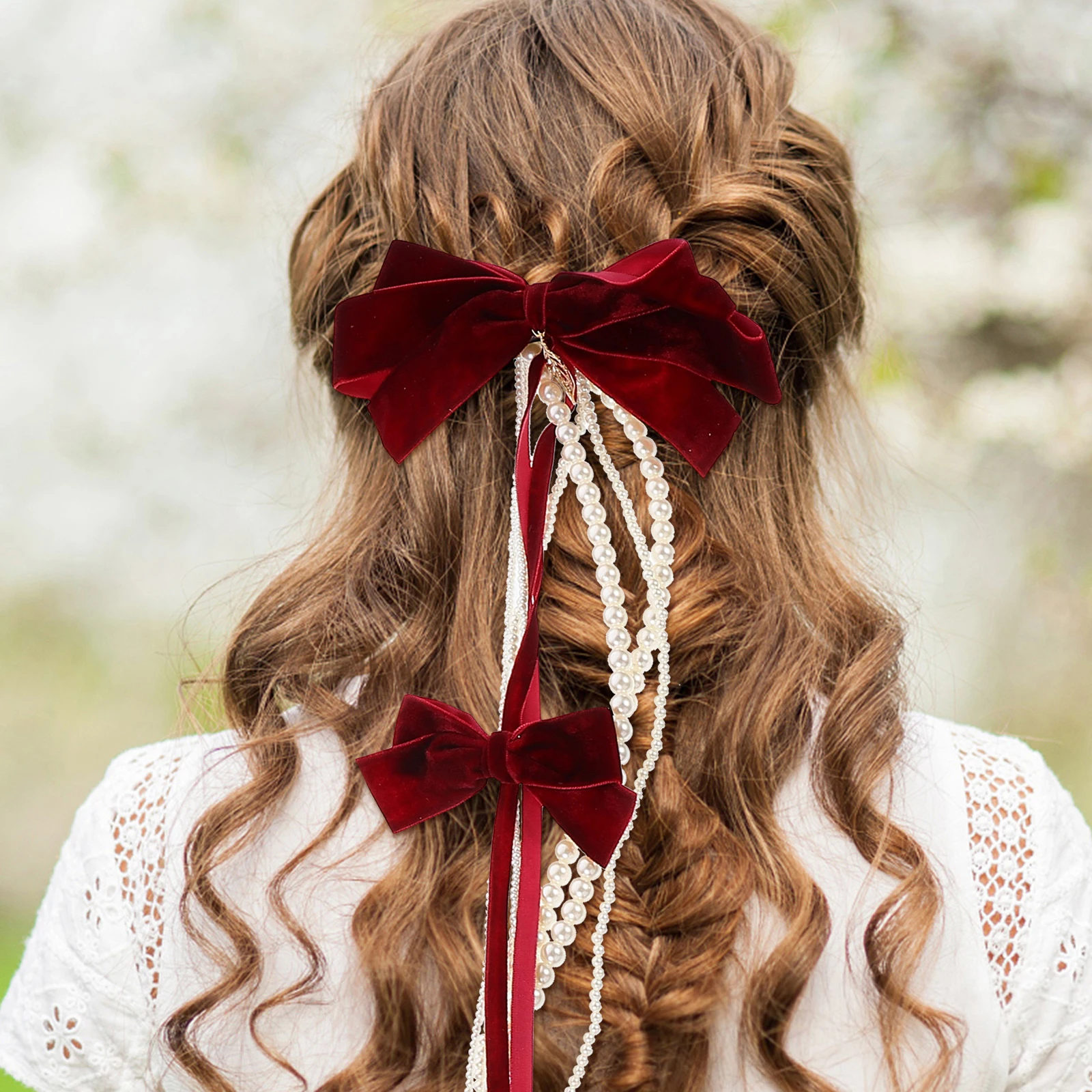 

1 комплект, тканевый головной убор с бантом, дизайн с имитацией жемчуга, головной убор невесты, свадебная заколка для волос, свадебный аксессуар в стиле ретро