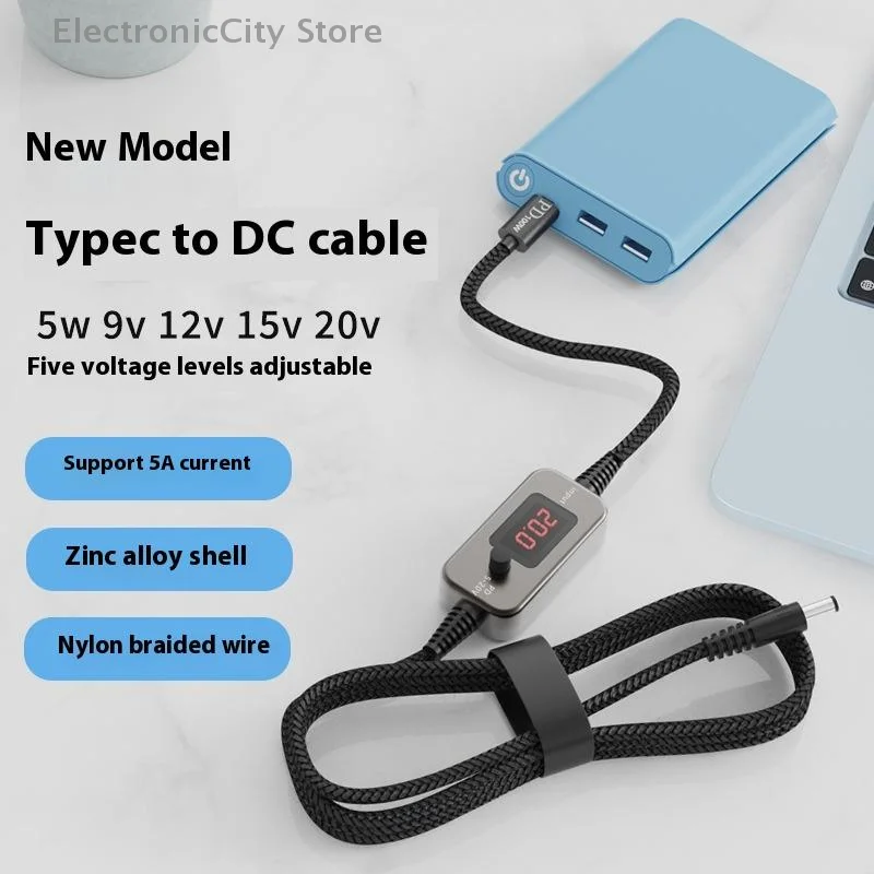 100W USB C To DC Power Boost Cable Type C To DC Can Be Adjusted 5V-20V Step UP Module Fast Charging Cable Converter Adapter