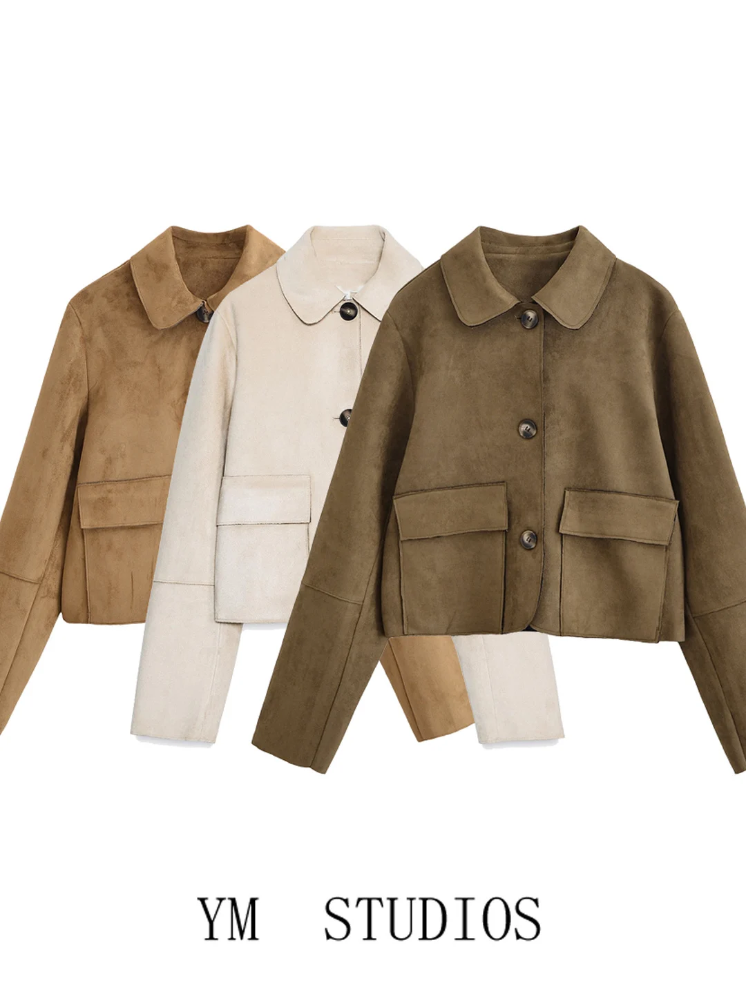 

Женское повседневное свободное замшевое пальто Jaet в американском стиле ретро с воротником с лацканами, осеннее рабочее пальто, однотонное пальто с kets Long Sve